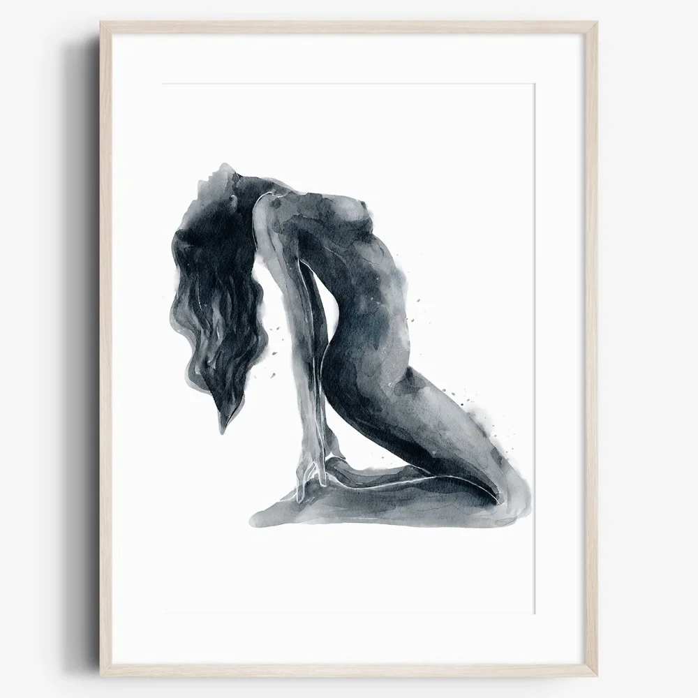 Watercolor Abstract Nude Woman Portrait Print Poster Unframed - Picture 1 of 9